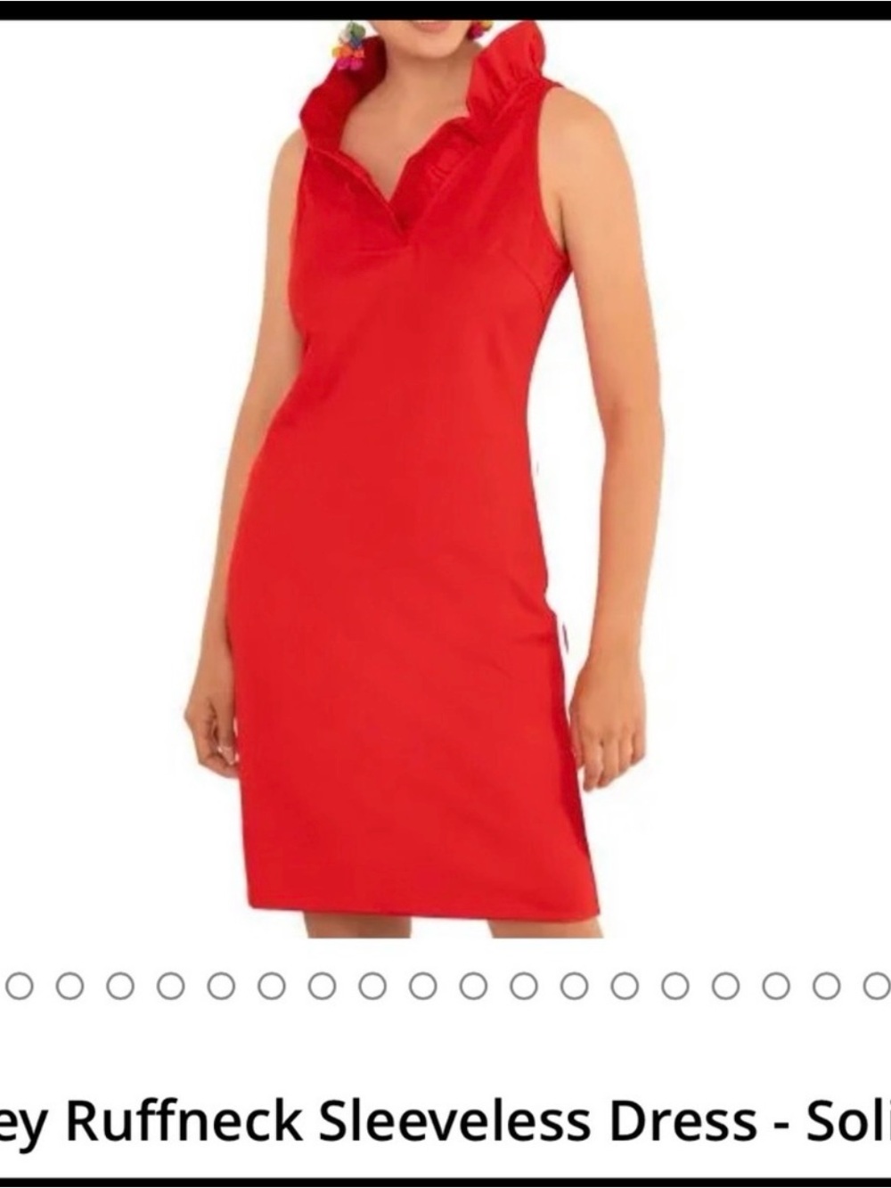 Gretchen Scott Designs Red Ruffle Collar Sleeveless Dress